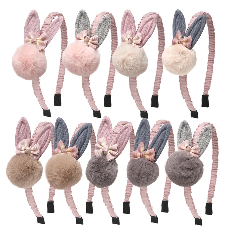 Симпатичные повязки для волос Зимняя повязка Дети аксессуары девочек помпоном