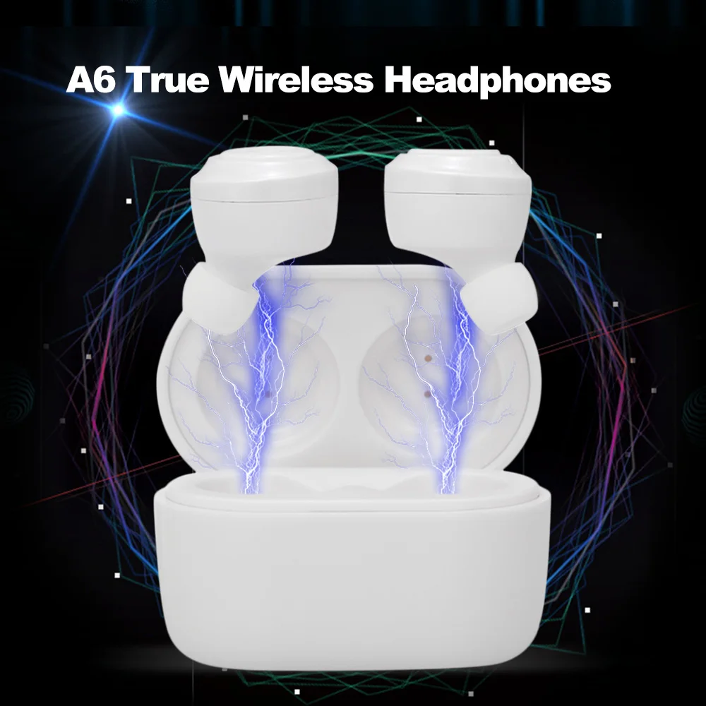 

TWS-наушники A6 с поддержкой Bluetooth 5,0 и зарядным футляром на 300 мА · ч