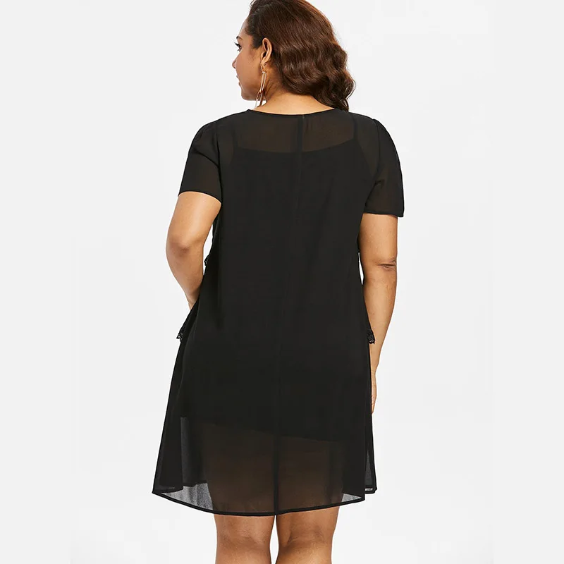 PlusMiss плюс размеры 5XL 4XL Черный шифон грудного вскармливания кормящих платье для