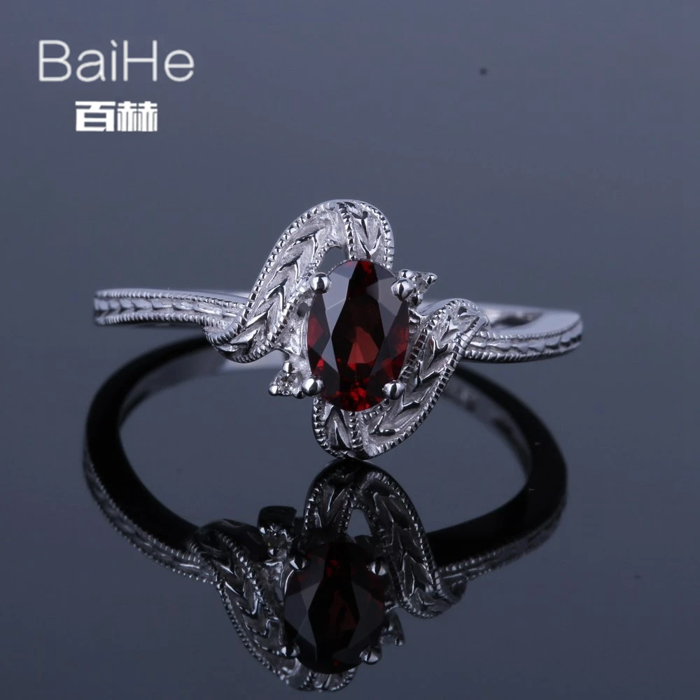 BAIHE Solid 14K белое золото 0.6CT Сертифицированный красный/безупречный 100% натуральный