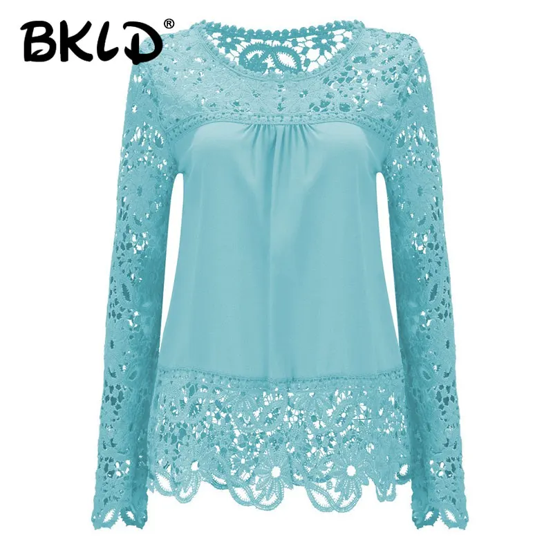 BKLD новые осенние Рубашки 2020 женские блузки кружевные вышитые цветочные