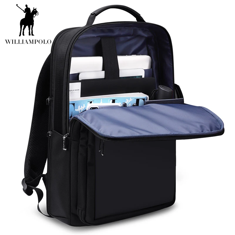 WILLIAMPOLO Men Business Backpack Travel Teenage Waterproof Slim Laptop 15.6 Backpack School Bag Fashion Style anti theft