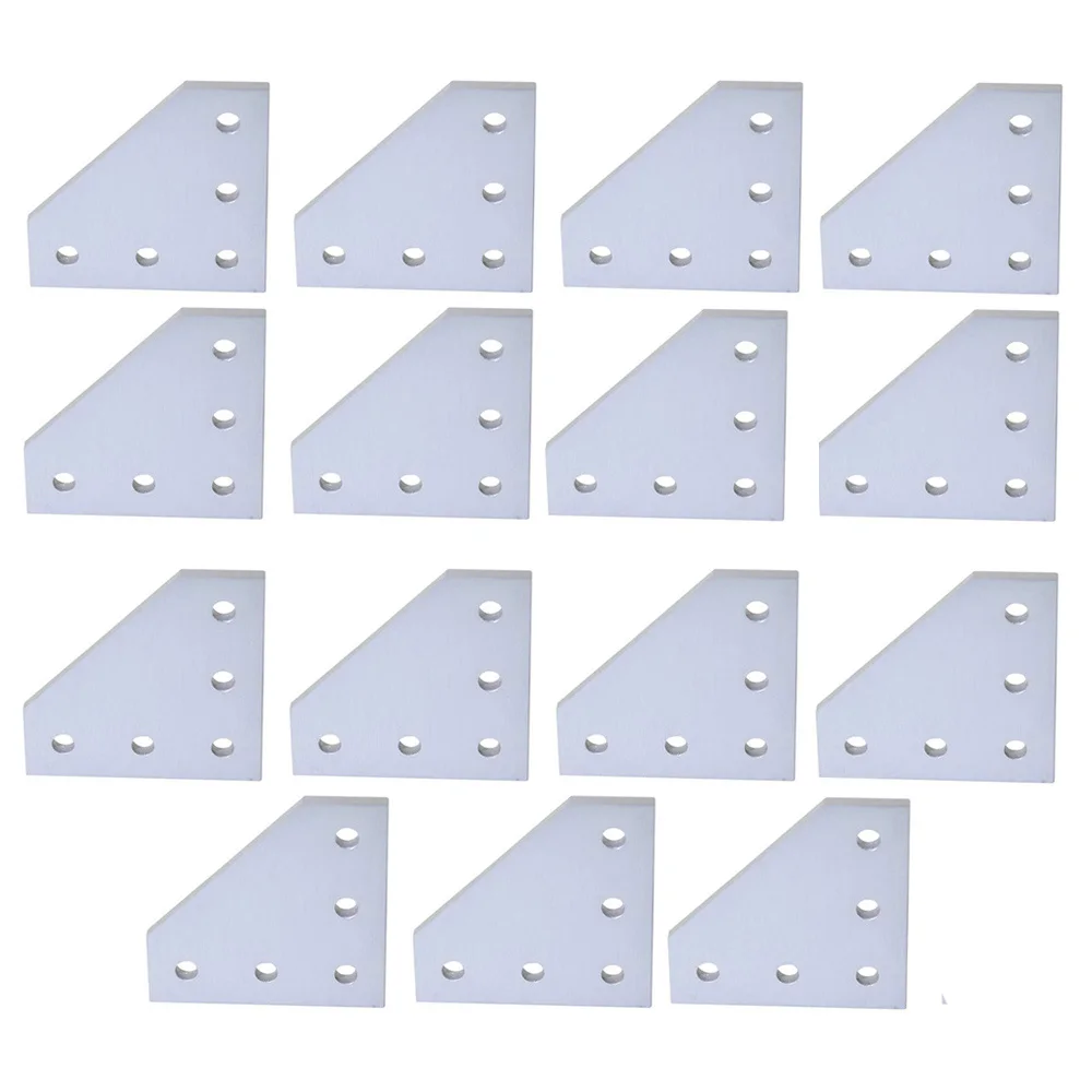 15pcs 10 шт./лот 3d принтер алюминиевый l-образный 5 отверстий 60x60x4 мм Соединительная пластина для v-slot/L-slot алюминиевый экструзионный - Цвет: 15pcs