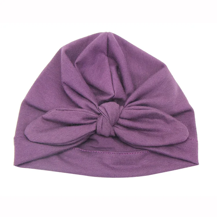 Purple Хлопковая детская шапочка с узлом для новорожденных; реквизит для фотосессии; яркие цвета; детская шапочка для маленьких девочек и мальчиков; аксессуары для детей; 1 шт - Цвет: Purple