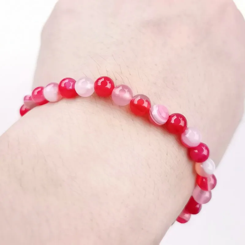 Rose agate Минималистичный 6 мм натуральный браслет для женщин и мужчин тигровый глаз розовый кристалл вулканический каменный Агат из бисера Йога стрейч браслеты - Окраска металла: Rose agate