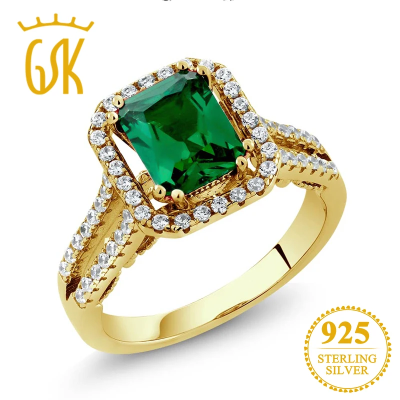 GemStoneKing 18 K желтое Позолоченное серебряное кольцо 2 78 Ct русские нано изумрудные