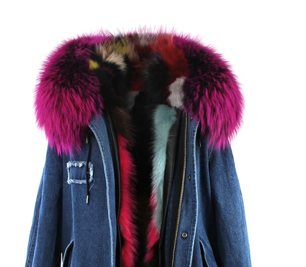 JAZZEVAR Зимняя куртка женские армейский зеленый воротник из меха енота куртка-парка с капюшоном верхняя одежда для детей возрастом от 2 в 1 съемный зимняя куртка с подкладкой высокое качество - Цвет: color 12