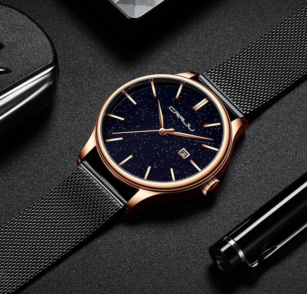 Часы CRRJU мужские деловые кварцевые водонепроницаемые | Наручные часы