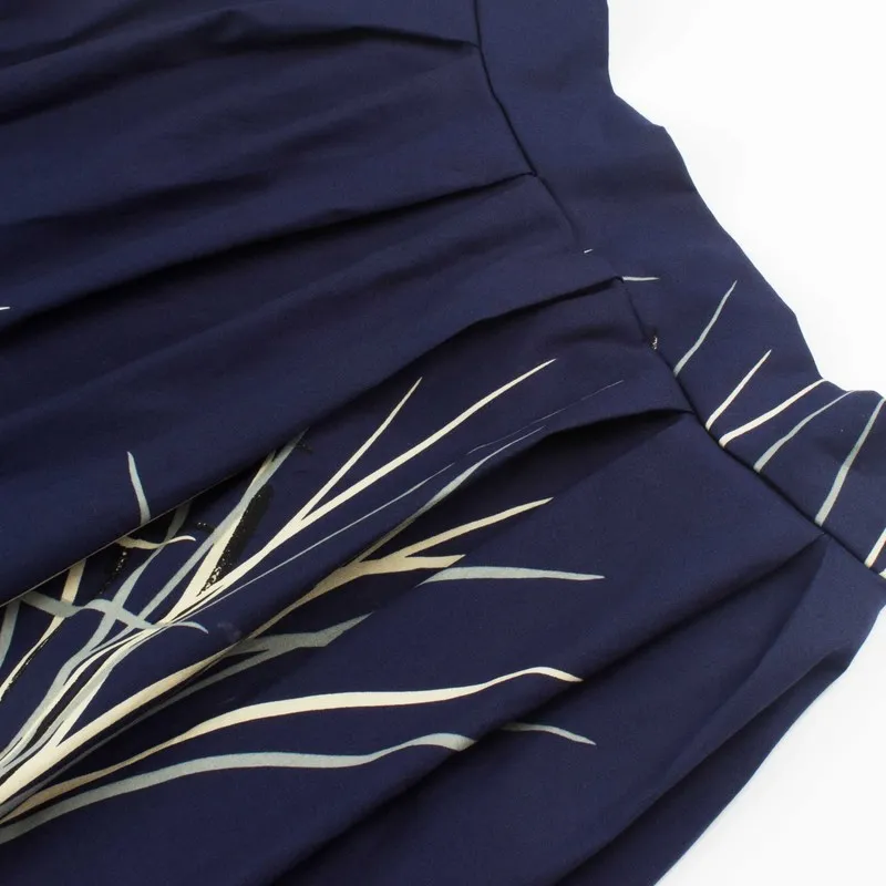 Модные женские трапециевидные плиссированные цветочный принт миди длиной до