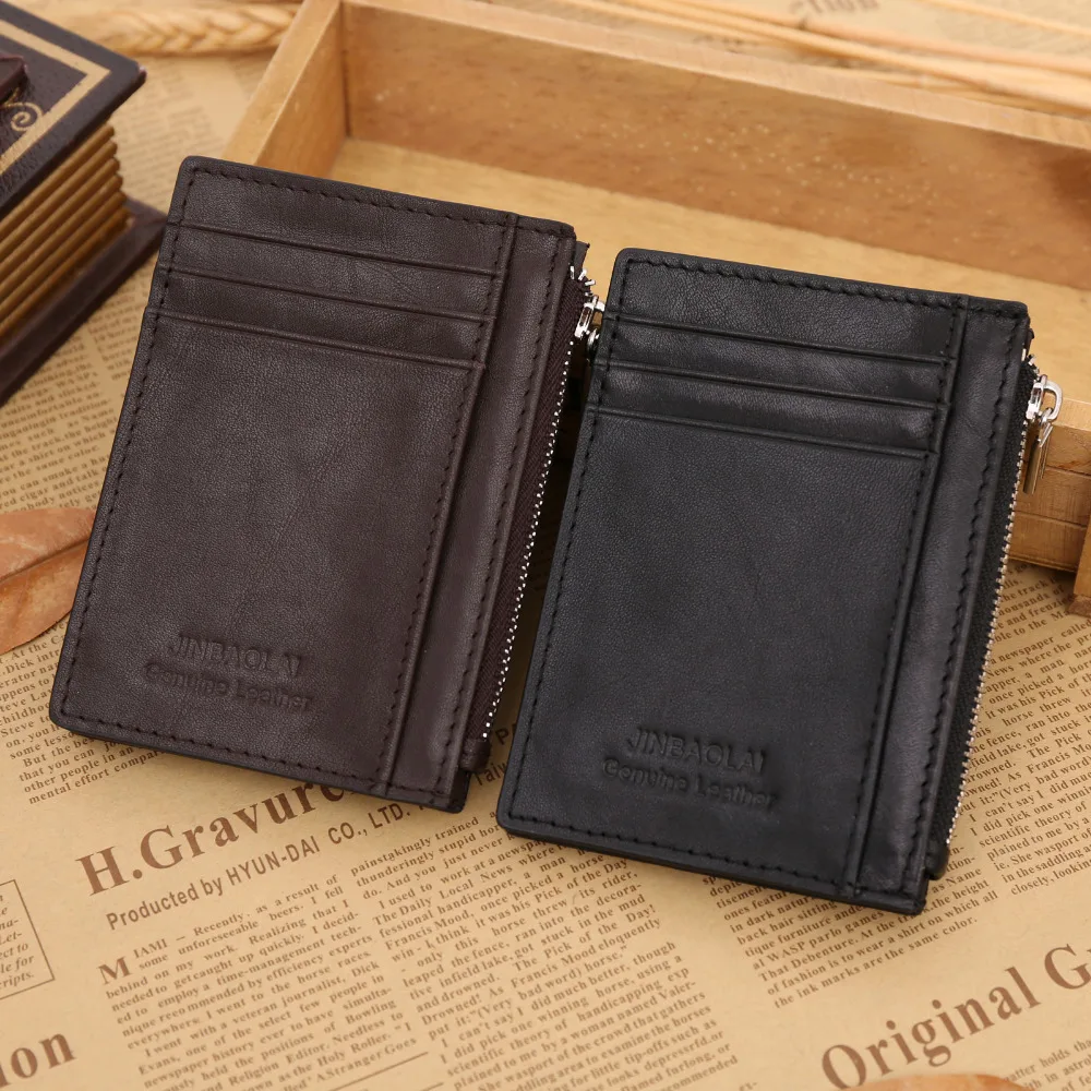 Мужской мини-кошелек из натуральной кожи с карманом для монет портативный