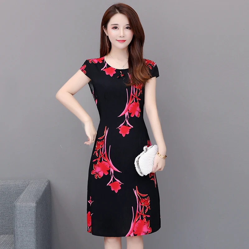 Женское винтажное платье с принтом хлопковое шелковое свободное большого