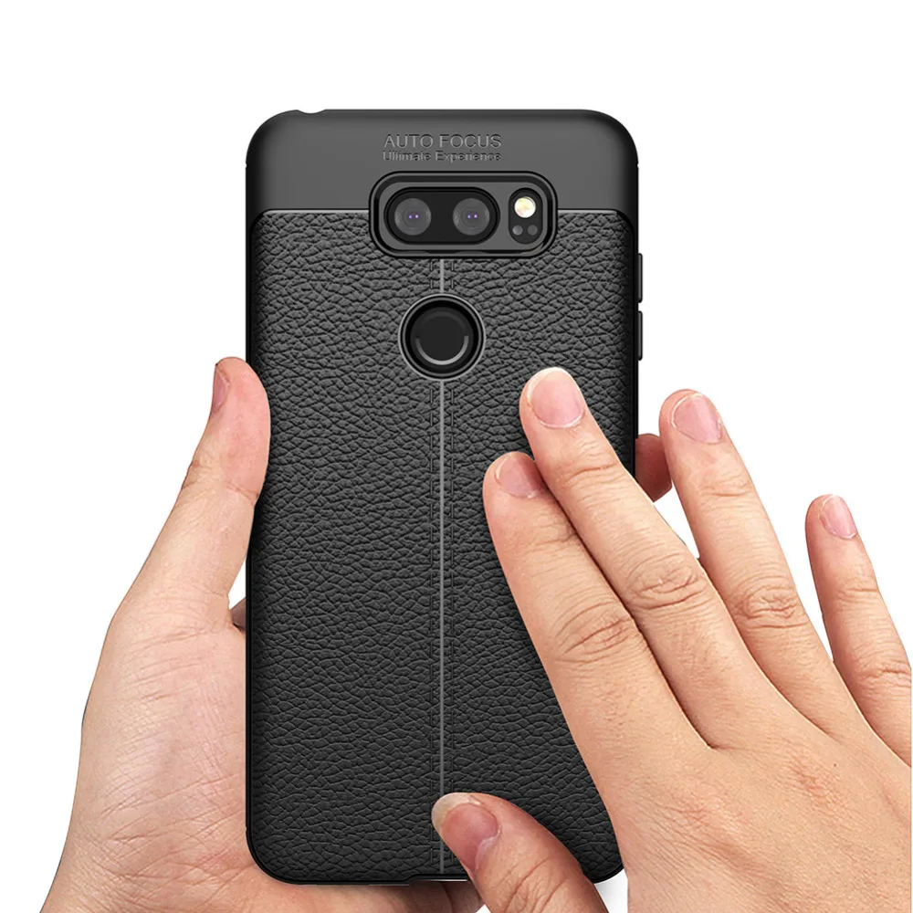 Роскошный мягкий ТПУ чехол для LG V30s личи зернистый гибкий противоударный
