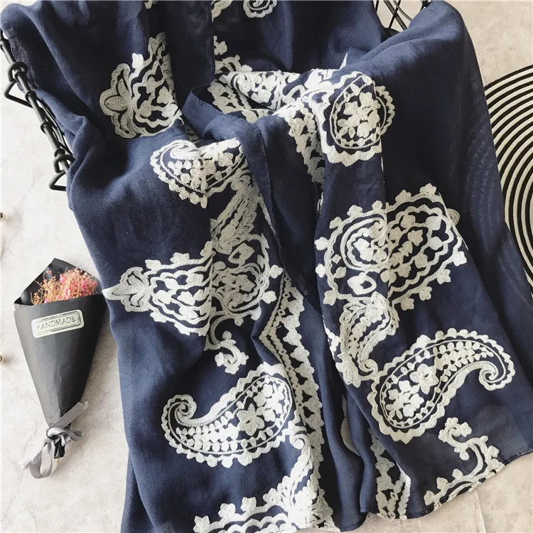 2017 Модные Винтажные шарфы с принтом пейсли женские вышитым цветочным узором