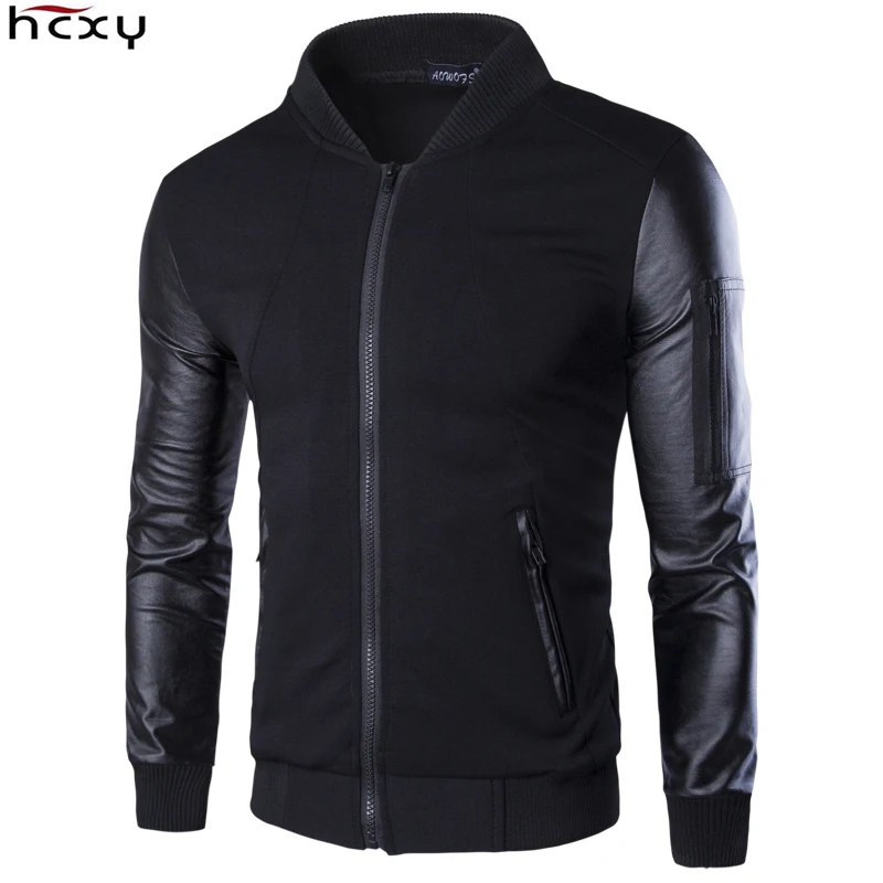 Мужская повседневная куртка составного кроя из искусственной кожи в британском