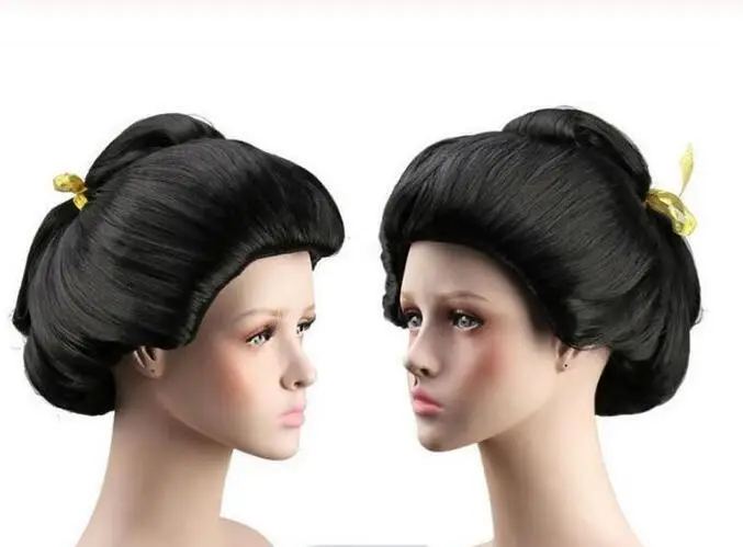 Лидер продаж женский парик YU Wig для косплея новый черный гейши полный из волос