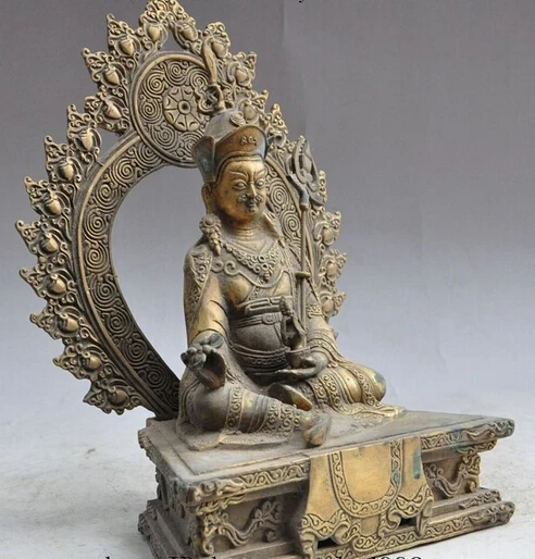 Shitou 002437 10 &quotТибет буддизм Бронзовая Padmasambhava Guru Rinpoche статуя бога Будды | Дом и сад