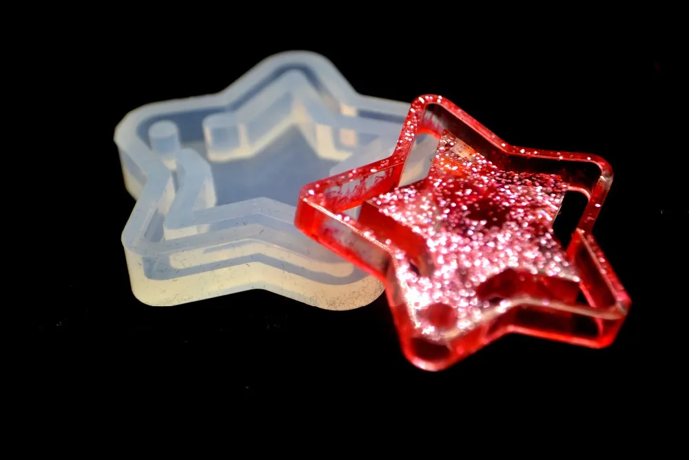 

1pcs DIY Handmade double star Silicon Mold Mould Epoxy Resin necklace pendant Making Craft Tool Accessories decorate party gifts