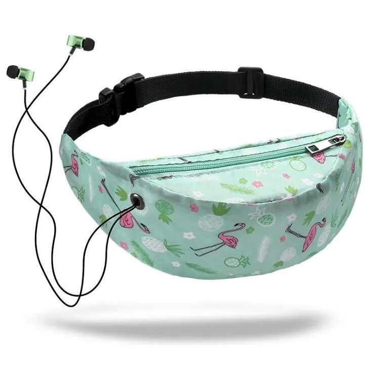 Green Waist bag Кошелек для путешествий с принтом, Женская поясная сумка, для отдыха на природе, для альпинизма, для фитнеса, для телефона, поясная сумка, дорожные аксессуары - Цвет: Green Waist bag