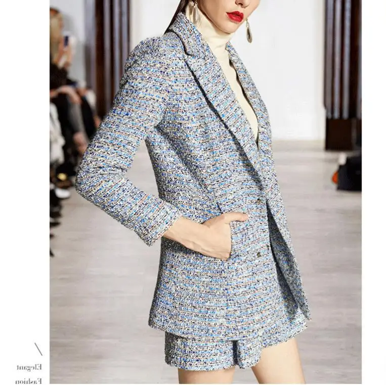 Tweed small fragrance suit jacket fashion shorts suit European and American women's new fashion ladies two-piece JQ1758