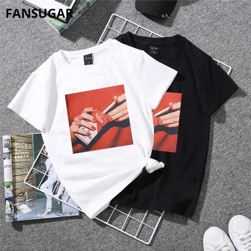 Забавная женская футболка с коротким рукавом винтажный принт большой размер