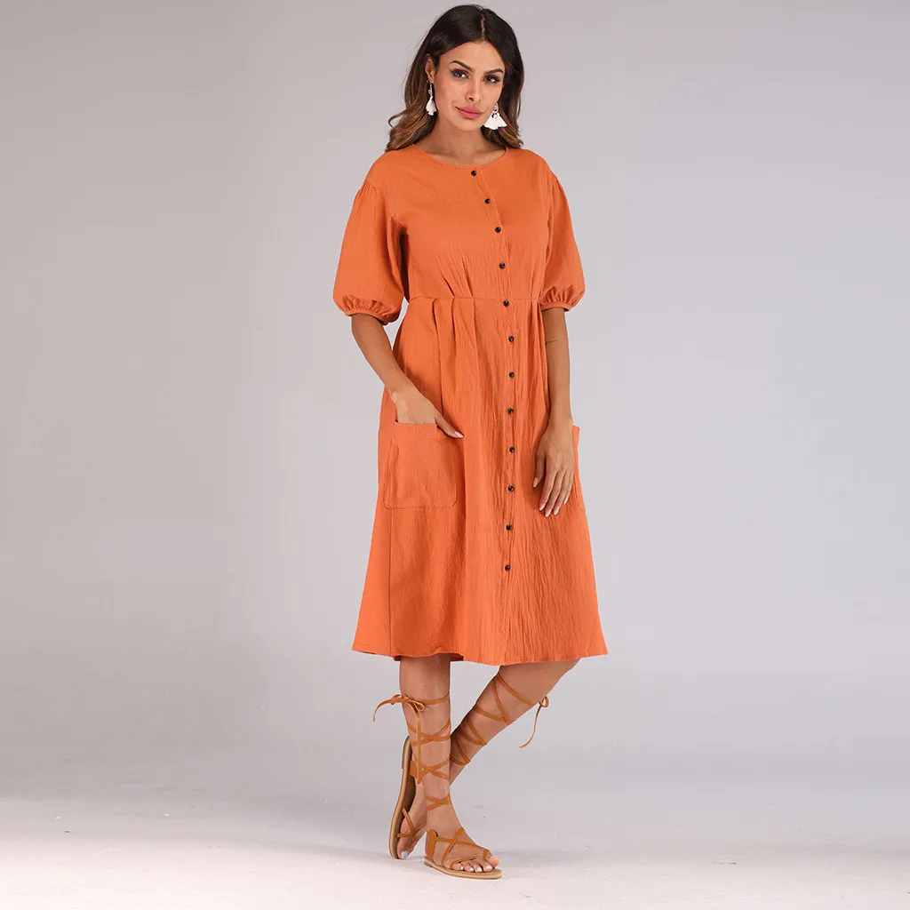 Vetement femme 2019 vestido модное женское платье с коротким рукавом круглым вырезом