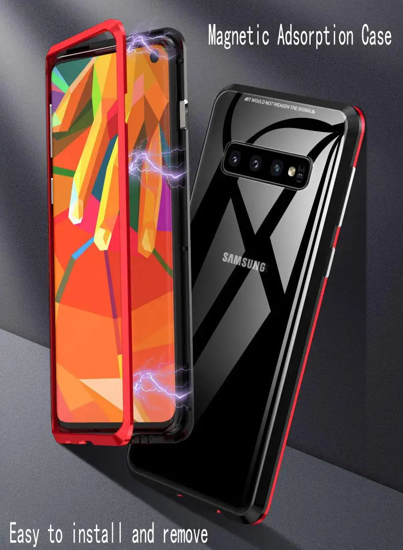 Магнитный чехол для Samsung Galaxy S10 S10e Plus 5G S8 S9 Note 8 9 Защита экрана закаленное стекло A60