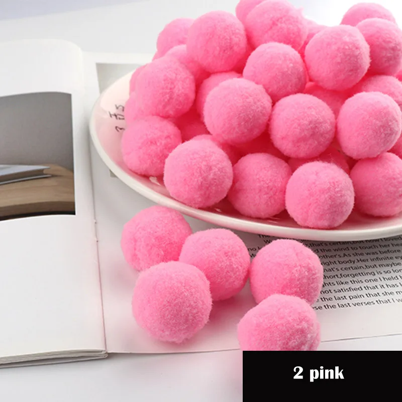 2 pink Новинка! 100 шт/партия помпон 20 мм Мини пушистые мягкие помпоны шар пушистый ручной работы поделки для домашнего декора Швейные принадлежности - Цвет: 2 pink