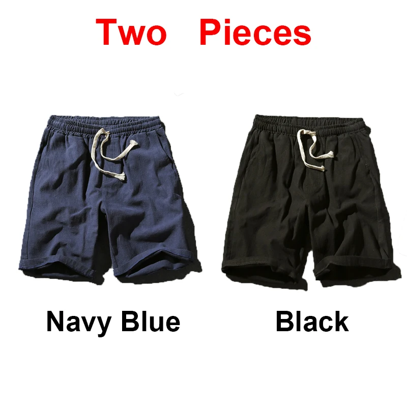 NavyBlue-and-Black Sinicism Store красочные хлопковые льняные летние шорты мужские пляжные шорты мужские s тренировочные штаны цвета хаки Шорты повседневные белые спортивные шорты 5XL - Цвет: NavyBlue-and-Black