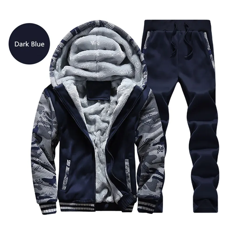 D62 darkgray Спортивные костюмы, мужской комплект, зимний Повседневный Спортивный костюм, для мужчин, s, два предмета, хлопок, флис, Толстая куртка с капюшоном+ штаны, спортивный костюм, мужская спортивная одежда - Цвет: D62 darkgray