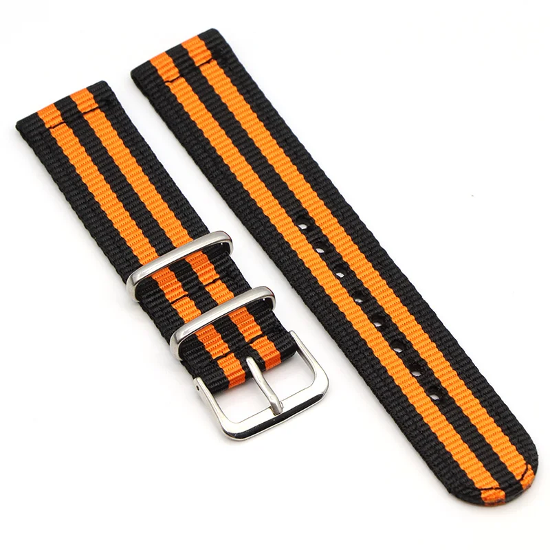 Black orange 20 мм нейлоновый ремешок для часов 22 мм ремешок для часов 18 мм ремешком nato сплошной цвет Ремешки для наручных часов для samsung Шестерни S3 Frontier S2 - Цвет ремешка: Black orange
