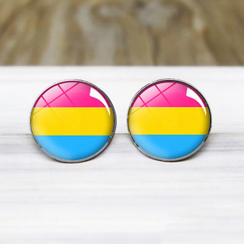 Гей Гордость стеклянные кабошоны серьги Радужный Флаг украшения для геев