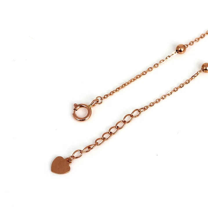 Однотонный браслет из розового золота AU750 с круглыми цепочками и гладкими