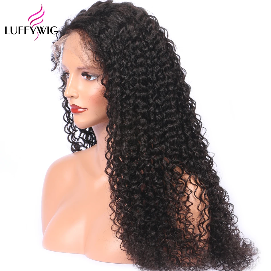 LUFFYHAIR бразильские волосы remy 5x4,5 шелковая основа полный парик шнурка кудрявый парик шнурка волос предварительно выщипанные для женщин детские волосы отбеленные