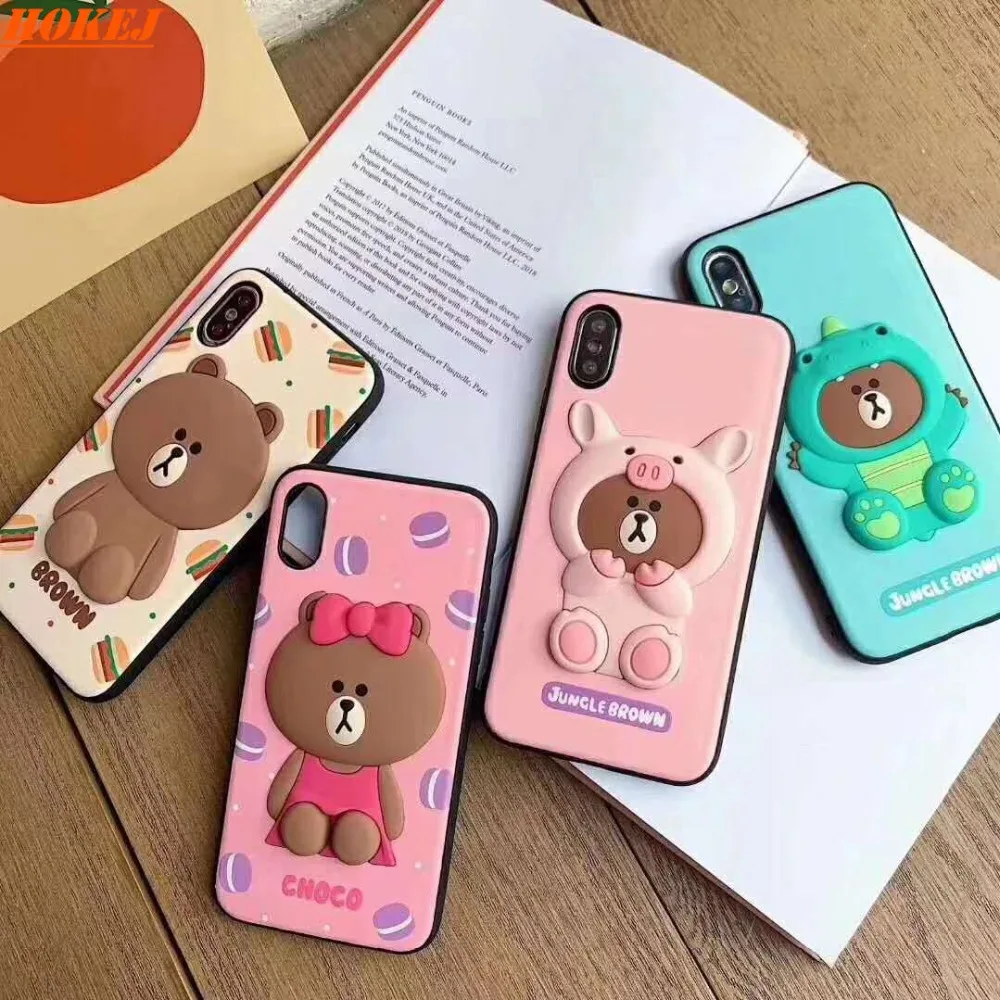 HOKEJ милые животные шаблон 3D дизайнерский чехол из ТПУ для iphone 6 6 S 7 8 плюс, для iphone X XS XR XsMax мультфильм матовый телефон случае