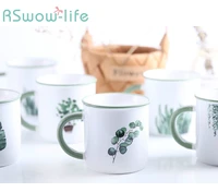 ceramic cup nordic green plant mug creative home milk cup office environmental bone china water glass household kitchen supplies
