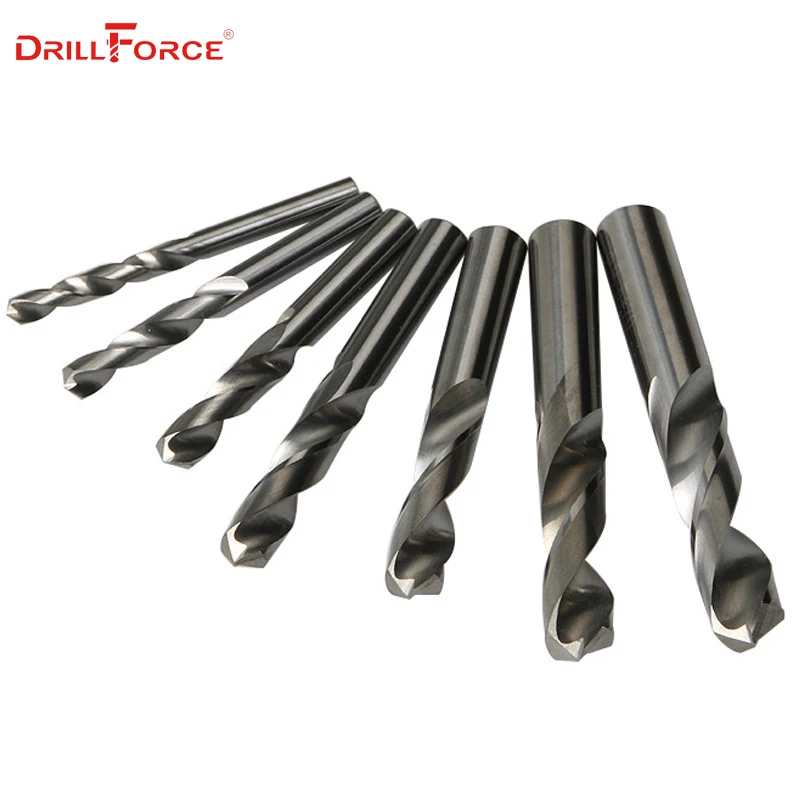 Drillforce 0,5 мм-7 мм набор твердосплавных сверл, без покрытия(яркая) отделка, Круглый хвостовик, спиральная флейта сверло для металла