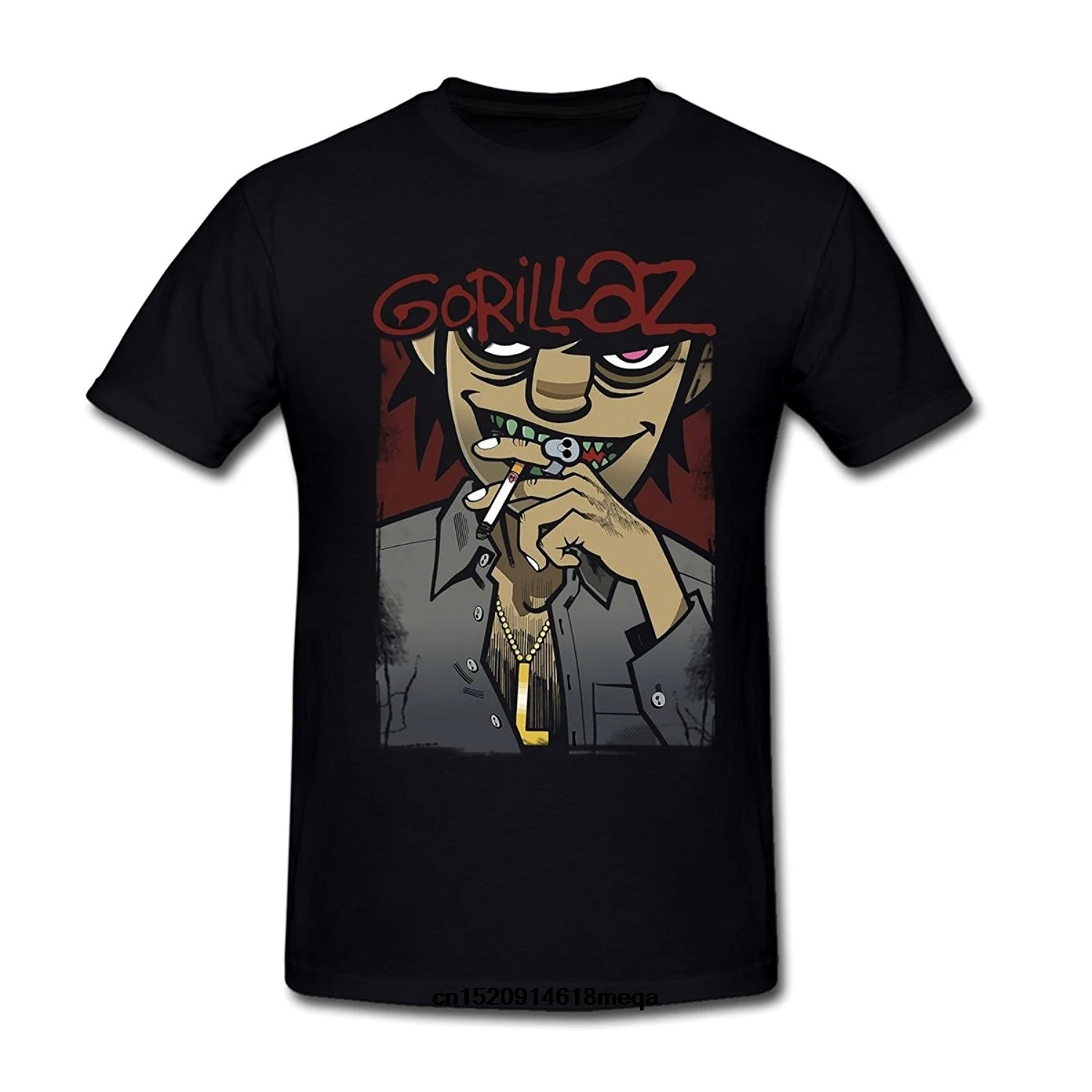 Мужская футболка с принтом мурока никкаса Gorillaz черная басами|Мужские футболки| |