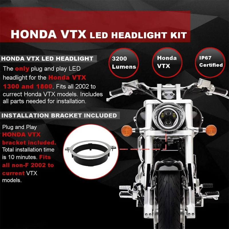 Светодиодная фара FADUIES для мотоцикла хромированная 5 75 дюйма с кольцом Halo Honda VTX 3/4