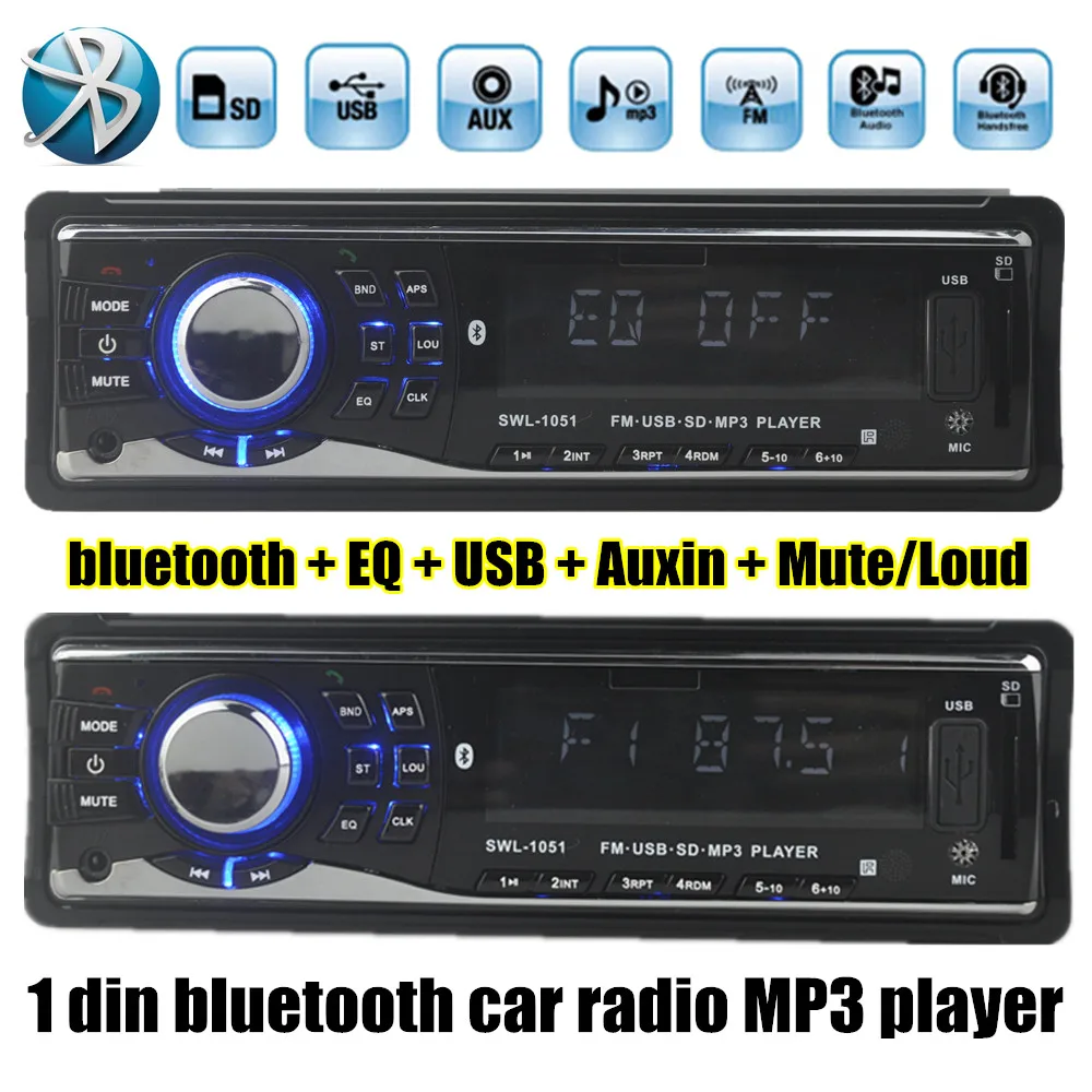 Бесплатная доставка 1 Din Автомобильный Радио MP3-плеер Стерео аудио в тире FM Aux вход