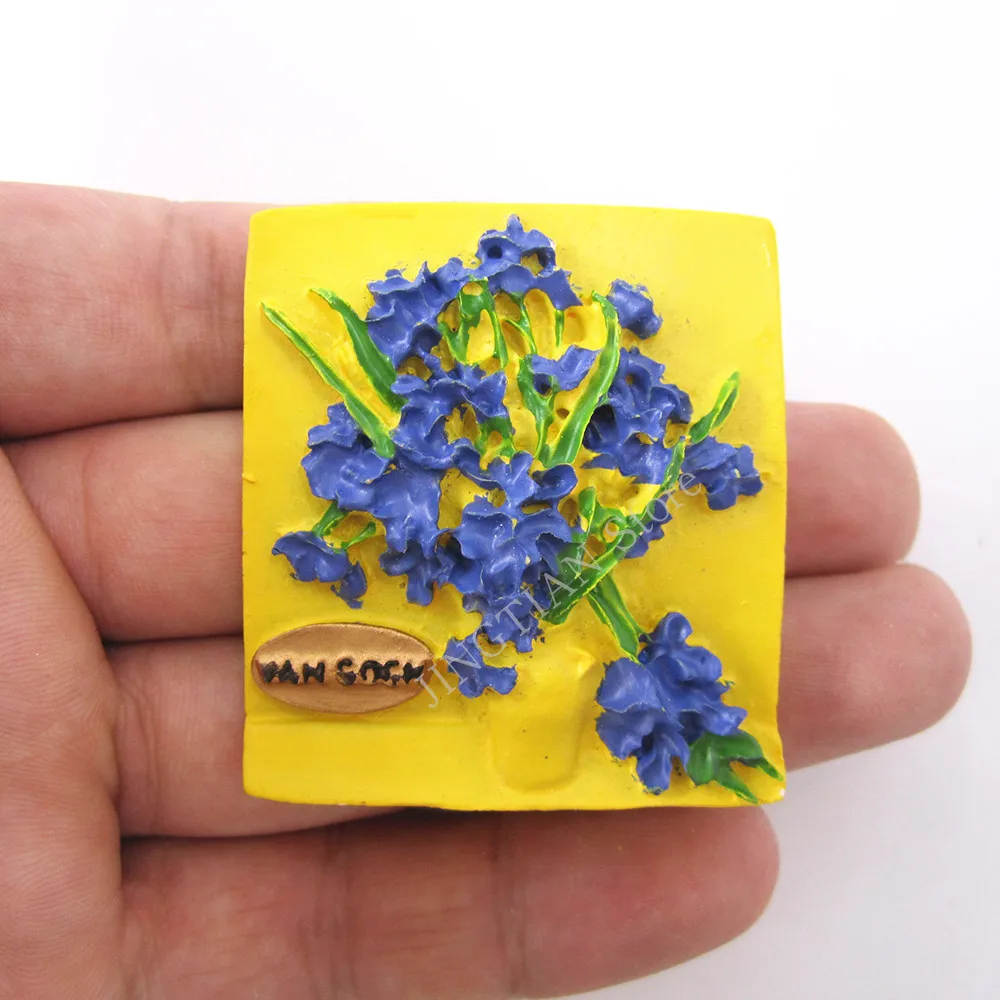 Van Gogh Hand Painted 3D Resin Fridge Magnet Sticker Netherlands Japan Countries City Cute Tourism Souvenir Home Decor Craft Gif