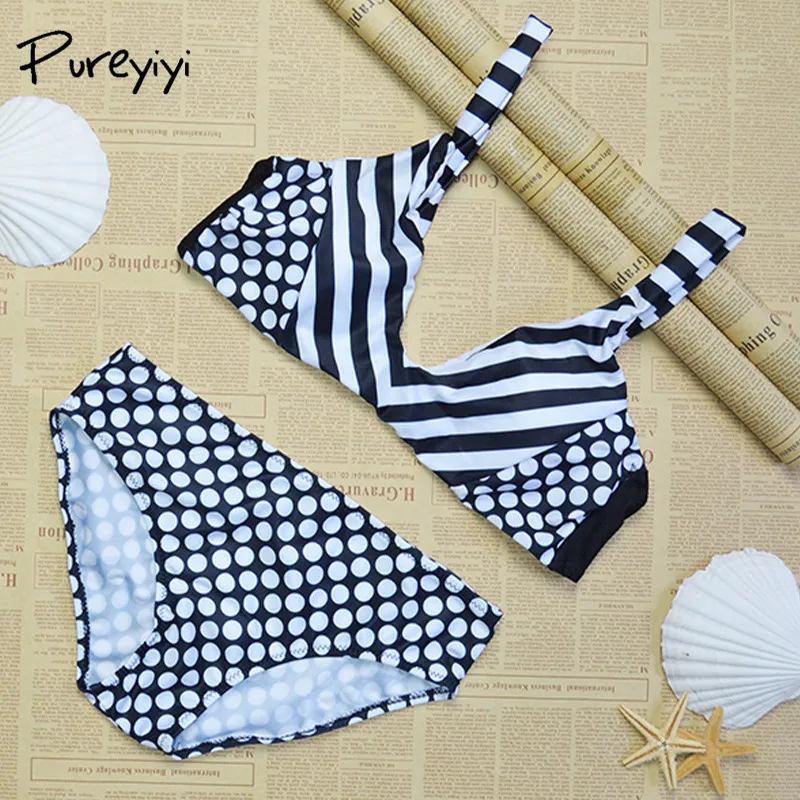 2018 сексуальное бикини женский купальник пуш-ап купальный костюм в горошек летняя