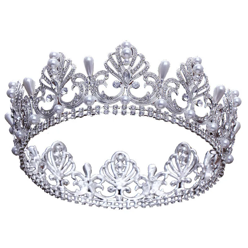 CC Свадебная Ювелирная диадема tiaras большие резинки для волос жемчужные Роскошные винтажные аксессуары для волос для свадебного торжества круглый xy354