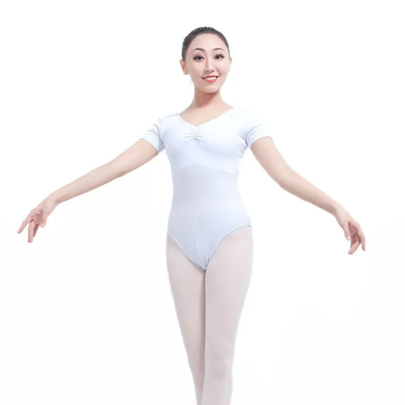 Балетное трико с открытой спиной и коротким рукавом из спандекса хлопка|ballet leotards