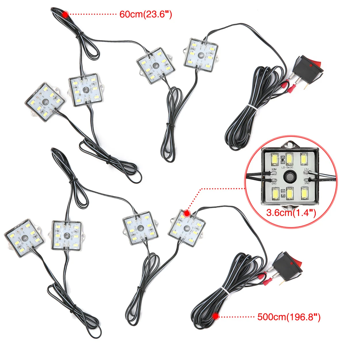 12V 8 шт. Водонепроницаемый 5630 SMD кузов пикапа/рабочий бокс набор светодиодных фонарей для белый луч