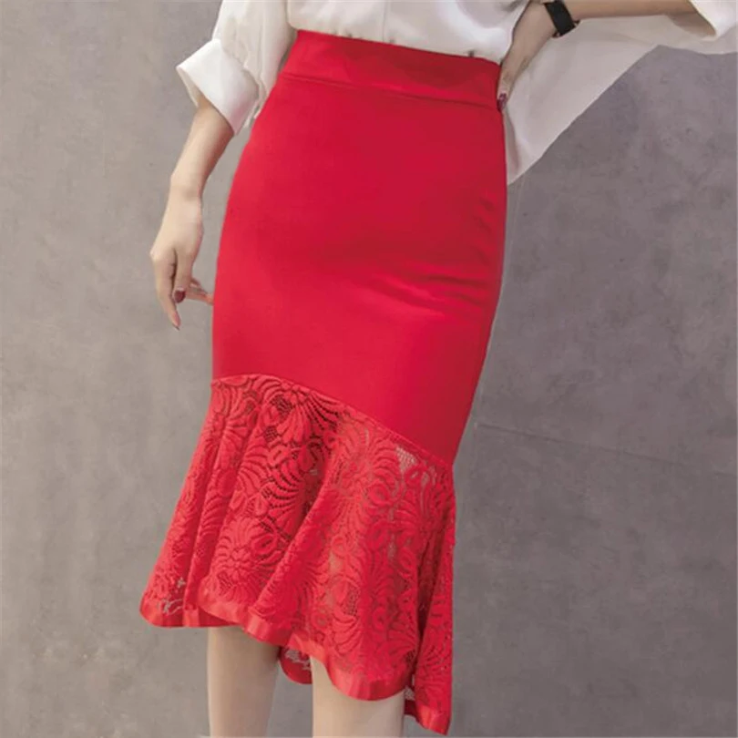 Женская кружевная юбка карандаш с высокой талией 749|work skirts|mermaid skirtskirt ladies |