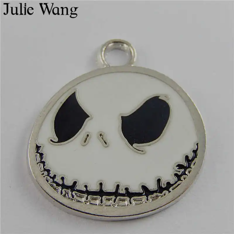 Julie Wang 6 шт. эмалированный белый Забавный призрак Мрачный Жнец модные подвески из