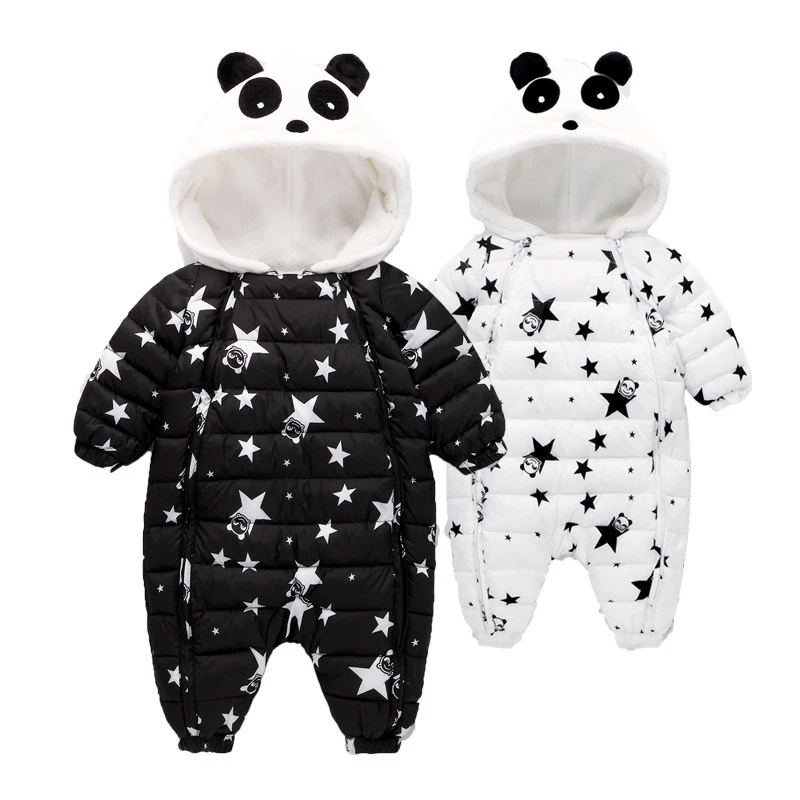 Зимние детские комбинезоны одежда комбинезон с пандой для новорожденных девочек