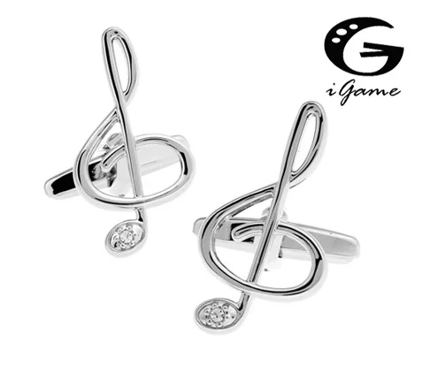 iGame Factory Price Retail G clef Cuff Links Brass Material Silver Color Music Note Design Free Shipping