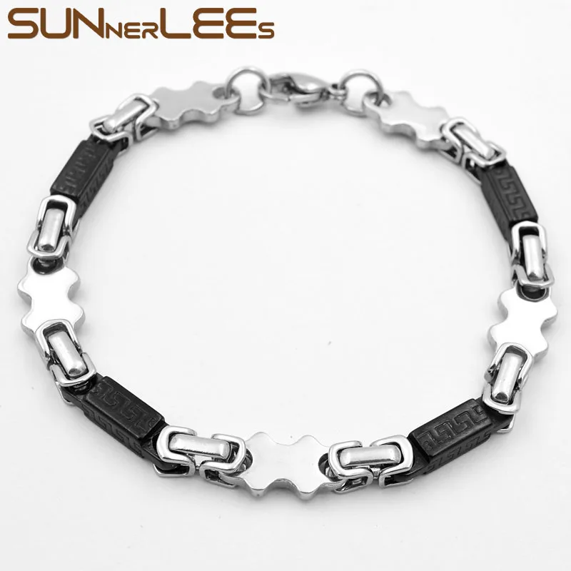 SUNNERLEES ювелирные изделия браслет из нержавеющей стали 9 мм черный серебряный цвет