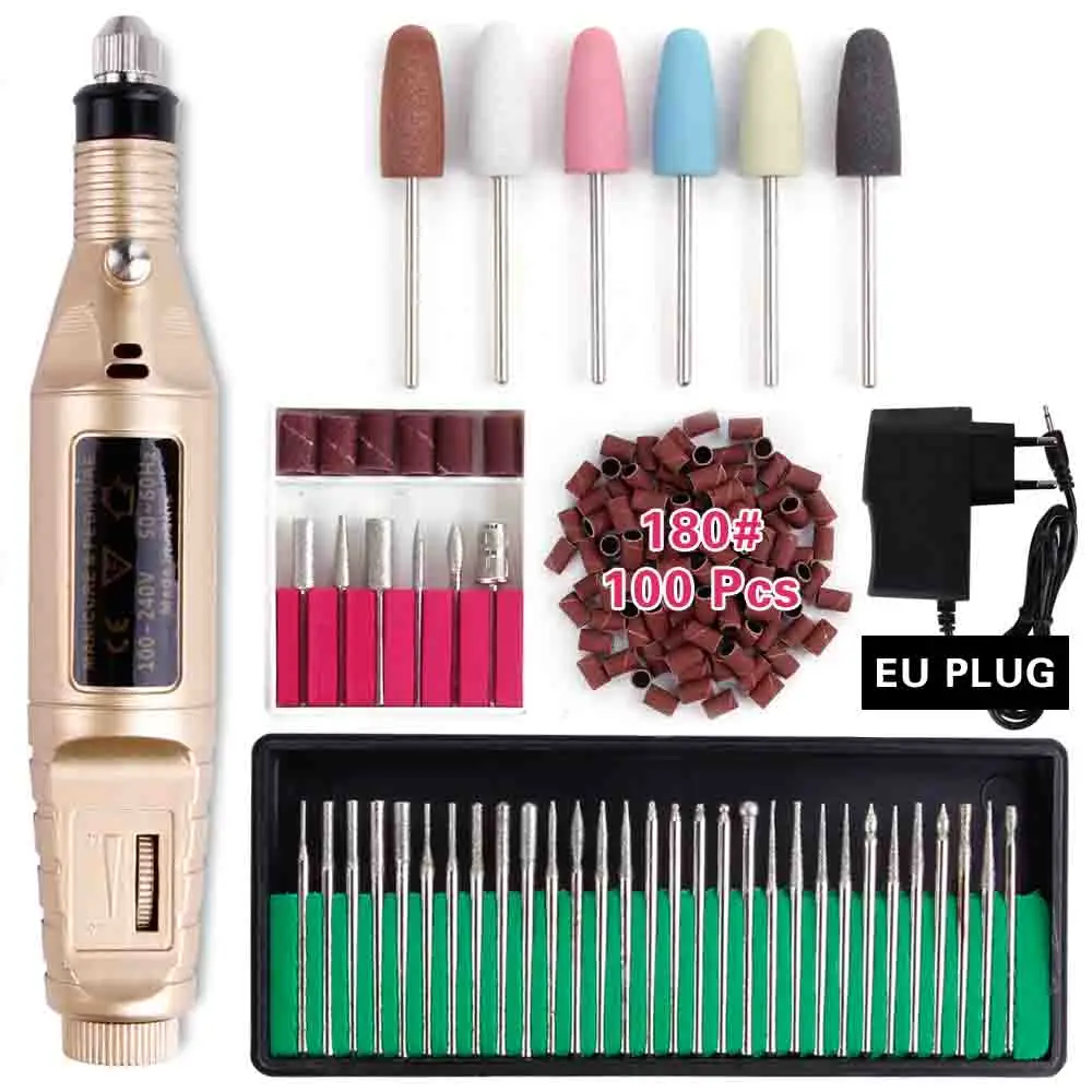 Set 14 EU Plug Профессиональный электрический сверлильный станок для ногтей, инструменты для маникюра, керамические сверла для кутикулы, роторные сверла для удаления напильников, оборудование для дизайна ногтей - Цвет: Set 14 EU Plug